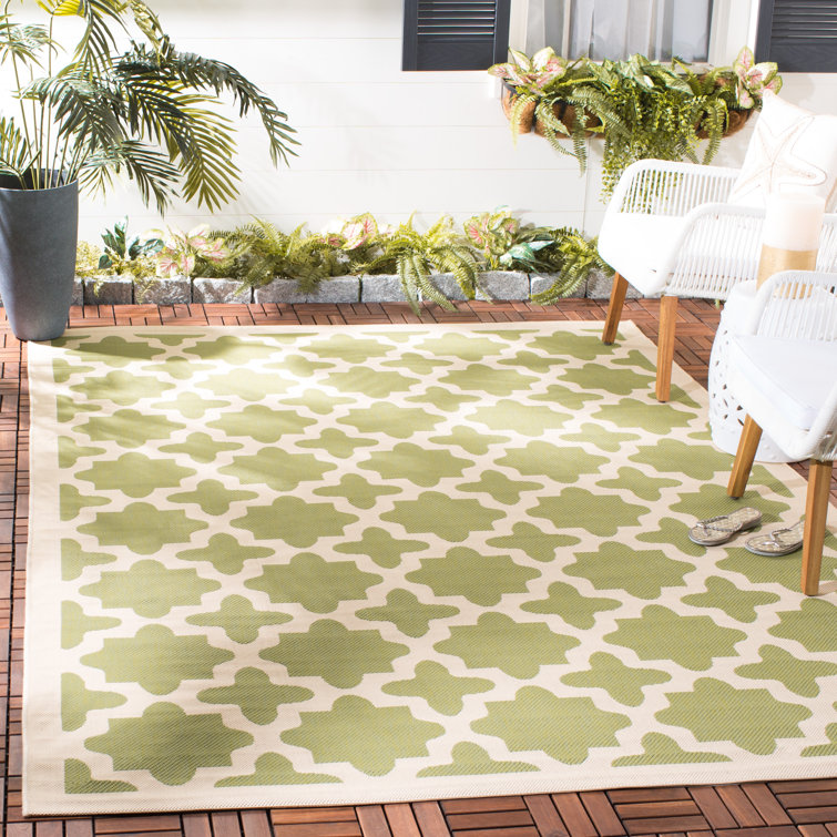 Winston Porter Herefordshire Geometric Green/Beige Indoor / Outdoor